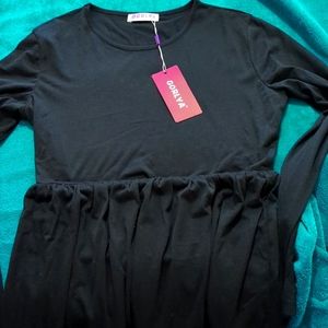 Girls long sleeve black dress NWT